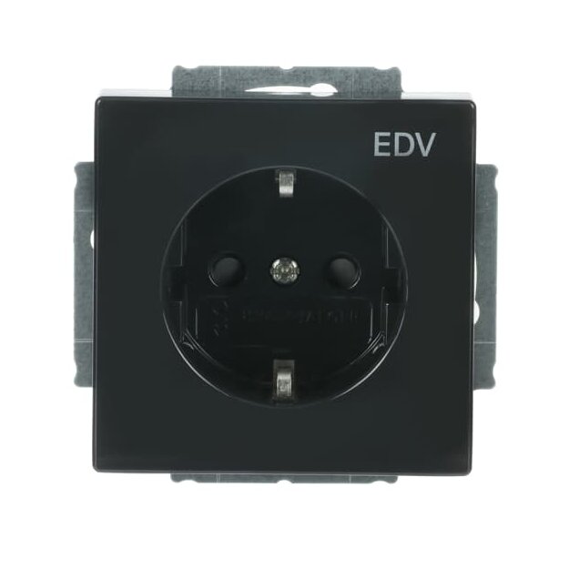 Busch-Jaeger 20 EUCKS/DV-81 SCHUKO® Steckdosen-Einsatz mit Aufdruck "EDV" (Thermoplast) Anthrazit 2CKA002013A5266