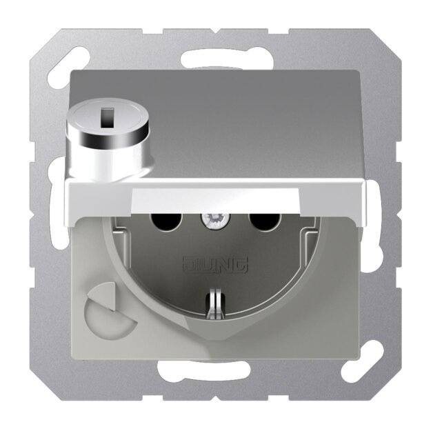 Jung A1520BFKLSLAL SCHUKO® Steckdose mit Sicherheitsschloss (Thermoplast bruchsicher) Aluminium Serie A