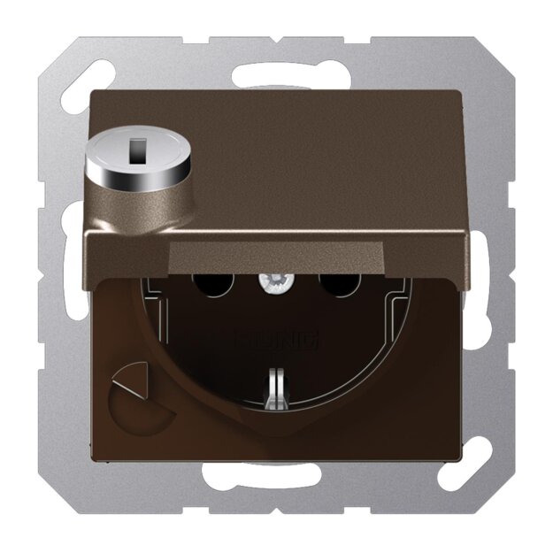 Jung A1520BFKLSLMO SCHUKO® Steckdose mit Sicherheitsschloss (Thermoplast bruchsicher) Mokka Serie A