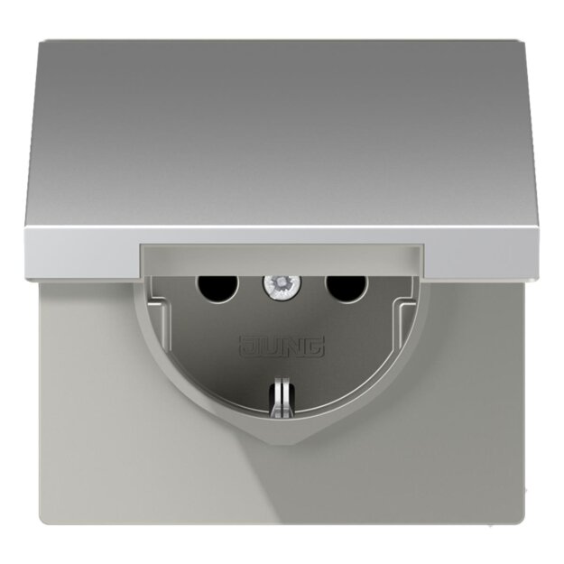 Jung AL1520KIKL SCHUKO Steckdose m.Klappdeckel KI (Thermoplast bruchsicher) Weiß Serie LS