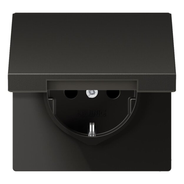 Jung AL1520KLAN SCHUKO Steckdose m.Klappdeckel (lackiertes Aluminium) Anthrazit Serie LS