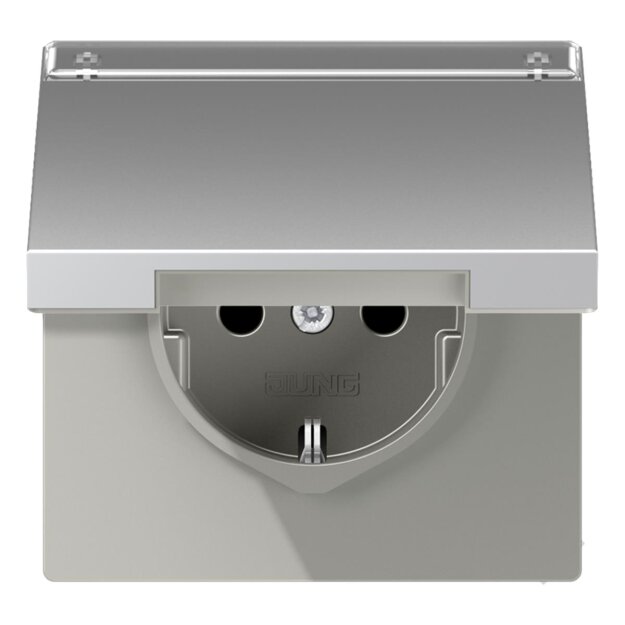 Jung AL1520NAKL SCHUKO Steckdose m.Schriftfeld u.Klappdeckel (lackiertes Aluminium) Aluminium Serie LS