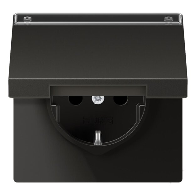 Jung AL1520NAKLAN SCHUKO Steckdose m.Schriftfeld u.Klappdeckel (lackiertes Aluminium) Anthrazit Serie LS