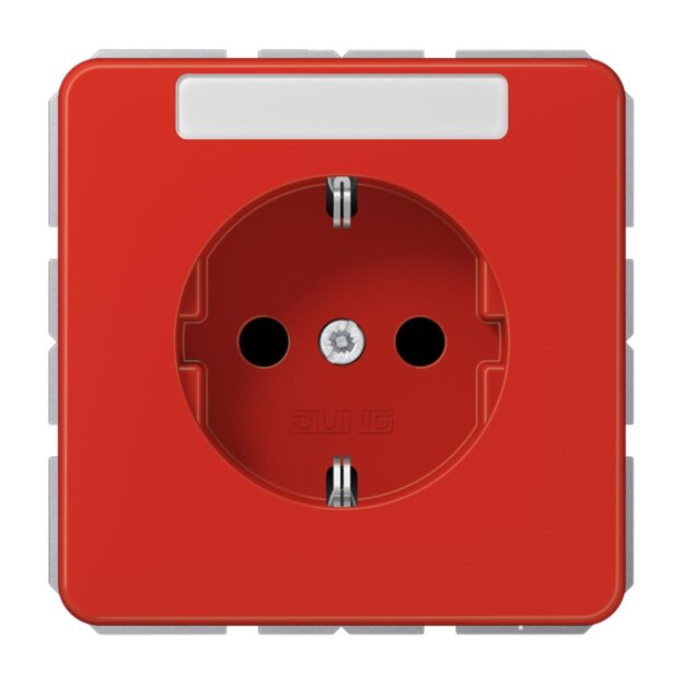 Jung CD1520BFKINART SCHUKO Steckdose m.Schriftfeld KI (Thermoplast bruchsicher) Rot Serie CD