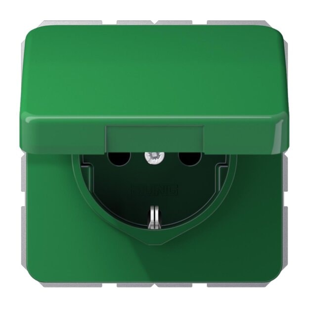 Jung CD1520BFKLGN SCHUKO Steckdose m.Klappdeckel (Thermoplast bruchsicher) Grün Serie CD