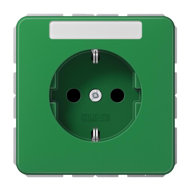 Jung CD1520BFNAGN SCHUKO Steckdose m.Schriftfeld  (Thermoplast bruchsicher) Grün Serie CD