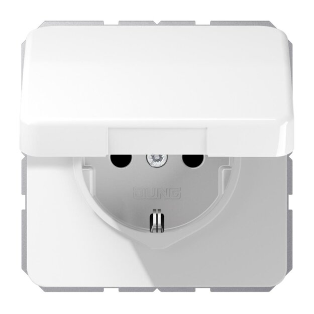 Jung CD1520NBFKLWW SCHUKO Steckdose m.Klappdeckel o.Kralle (Thermoplast bruchsicher) Alpinweiß Serie CD