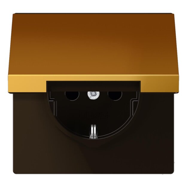 Jung GO1520KL SCHUKO Steckdose mit Klappdeckel (Metall PVD-beschichtet) Goldfarben