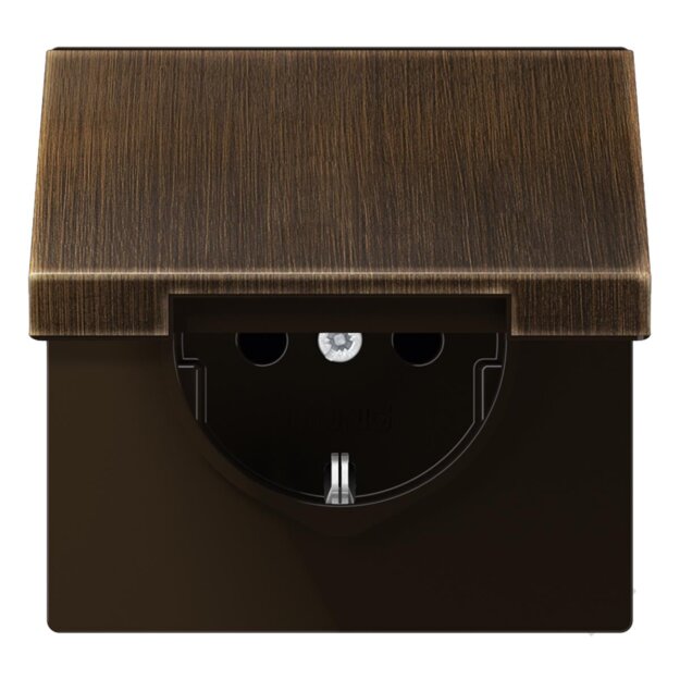 Jung ME1520KIKLAT SCHUKO Steckdose m.Klappdeckel KI (Messing) Messing Antik Serie LS