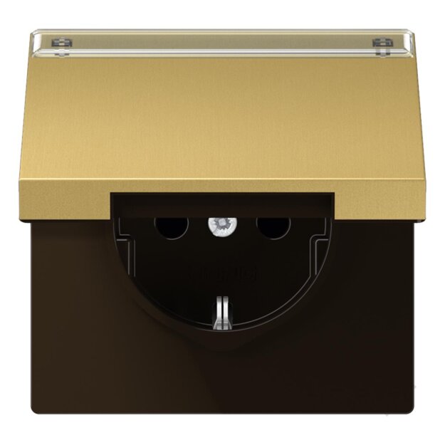 Jung ME1520NAKLC SCHUKO Steckdose m.Schriftfeld u.Klappdeckel (Messing) Messing Serie LS