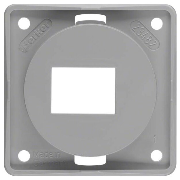 Berker 945572507 Tragplatte 1-fach für AMP Modular Jacks Integro Modul-Einsätze Grau glänzend