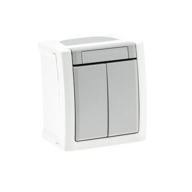 Aufputz Serienschalter Feuchtraum IP54, Modell Pacific, grau