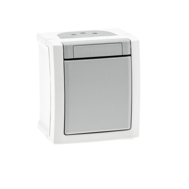 Aufputz Wechselschalter Feuchtraum IP54, Modell Pacific, grau