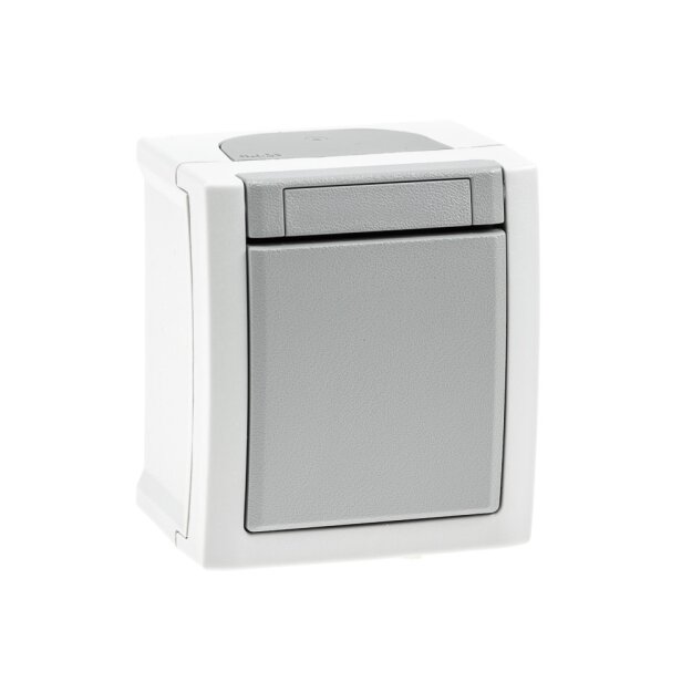 Aufputz Kreuzschalter Feuchtraum IP54, Modell Pacific, grau