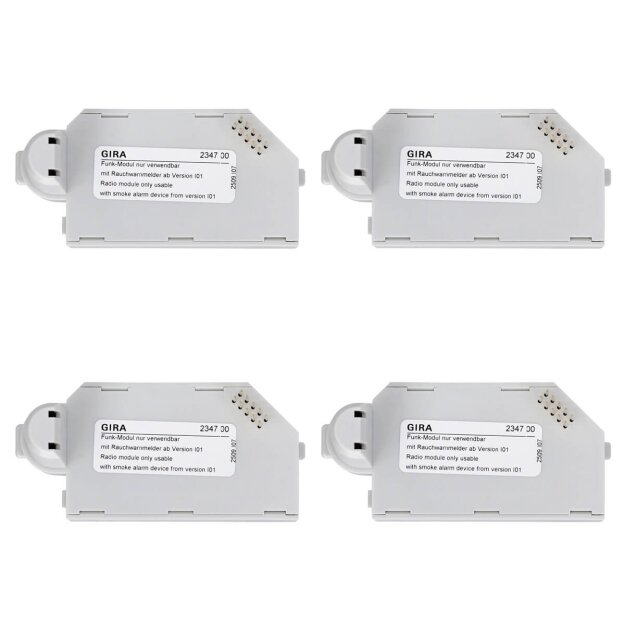 Gira Funkmodul 234700 für Rauchwarnmelder Gira Dual Q 233602 und 233002 - 4er Pack