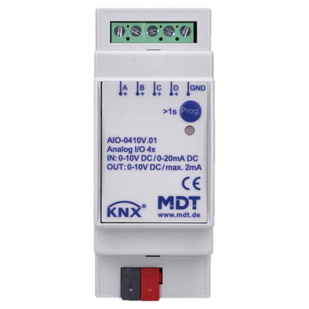MDT AIO-0410V.01 Schaltaktor 4-fach, 2TE, REG, 0-10V, Ein-/Ausgang umschaltbar