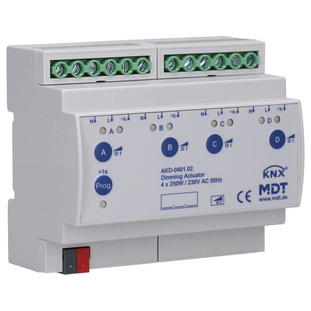 MDT AKD-0401.01 Dimmaktor 4-fach, 8TE, REG, 250W, 230VAC