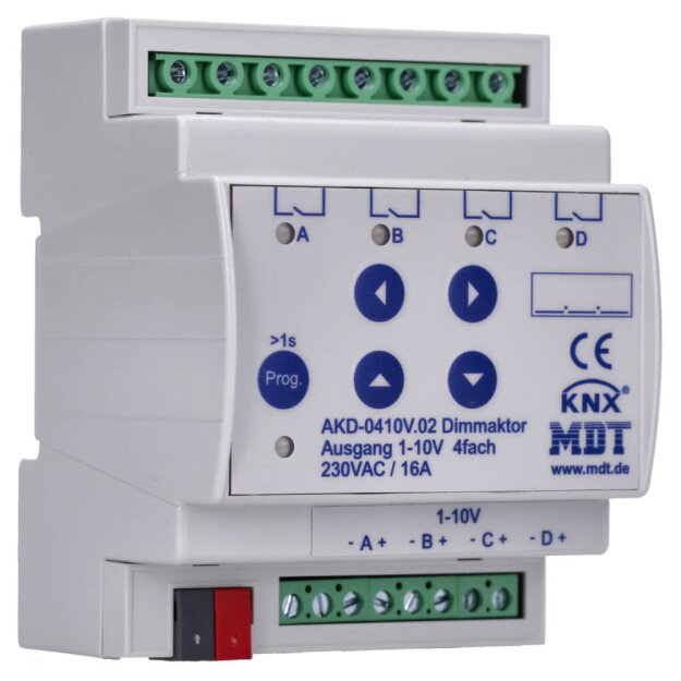 MDT AKD-0410V.02 Dimmaktor Dimmsteuergerät 4-fach, 4TE, REG, 1-10V mit RGBW