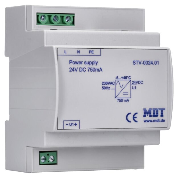 MDT STV-0024.01 Spannungsversorgung, 4TE, REG, 750mA, 24VDC