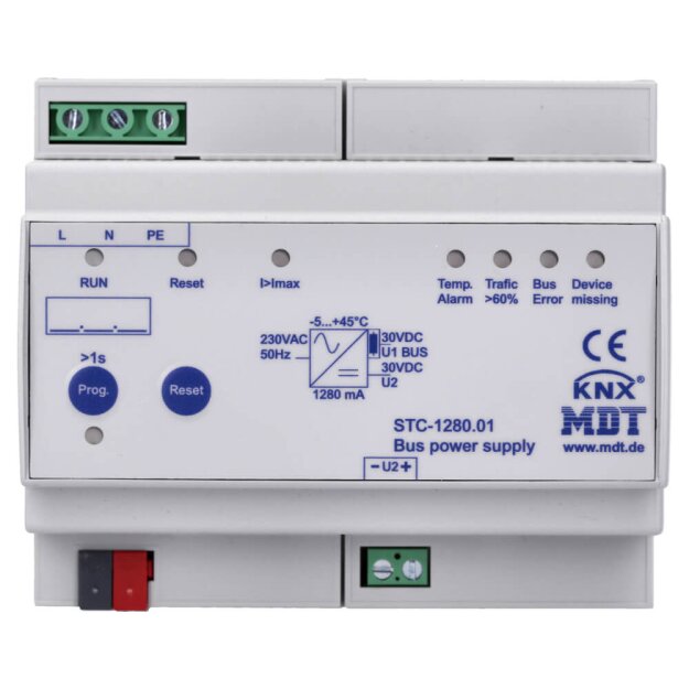 MDT STC-1280.01 Busspannungsversorgung mit Diagnosefunktion, 6TE, REG, 1280mA