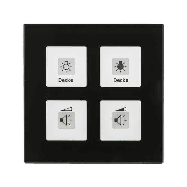 MDT RF-GTT4S.01 KNX RF+ Funk Glastaster 4-fach Plus Aktor/RTM, Schwarz, für ETS5