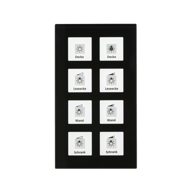 MDT RF-GTT8S.01 KNX RF+ Funk Glastaster 8-fach Plus Aktor/RTM, Schwarz, für ETS5