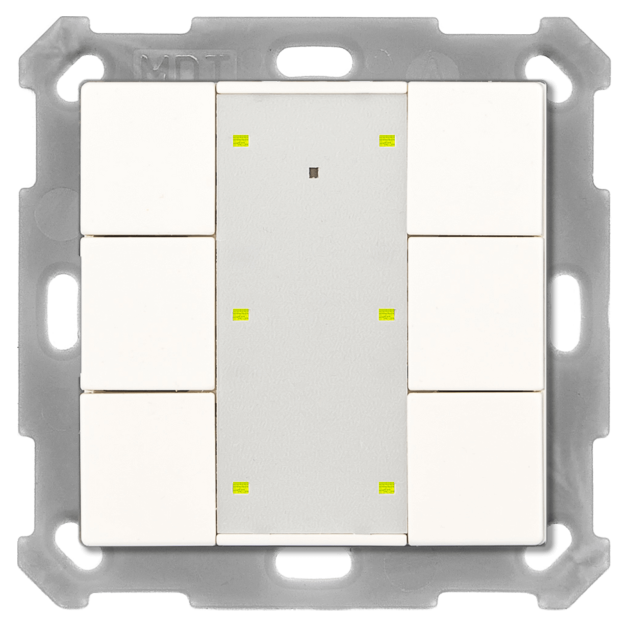 MDT RF-TA55A6.01 KNX RF+ Funk Taster 6-fach Plus mit Aktor , Reinweiß matt, für ETS5