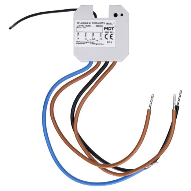 MDT RF-AKK2UP.01 KNX RF+ Funk Schaltaktor 2-fach, UP, 10A, 230VAC, für ETS5