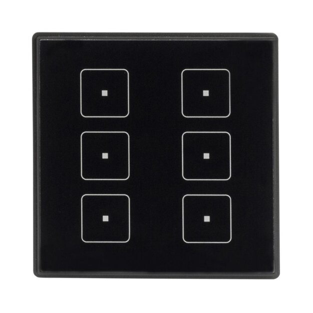 Zennio - SQUARE TMD 6 - kapazitiver KNX-Taster, 6  Tasten,  Thermostat, Temperaturfühler - SCHWARZ - ZVI-SQTMD6-A
