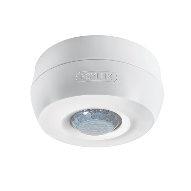 ESYLUX EB10430473 Decken-Präsenzmelder 360° Aufputz Reichweite ca Ø 8 m Nulldurchgangsschaltung fernbedienbar PD 360i/8 BASIC SMB Weiß