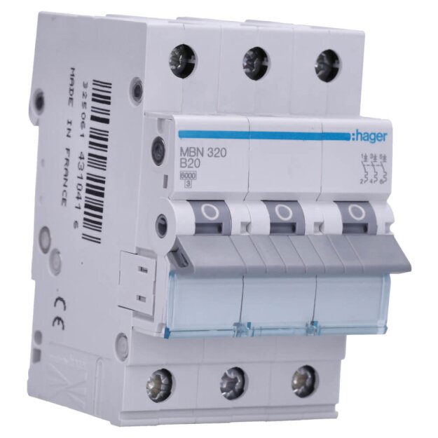Hager Leitungsschutzschalter MBN320 3-polig 6kA B-20A 3M