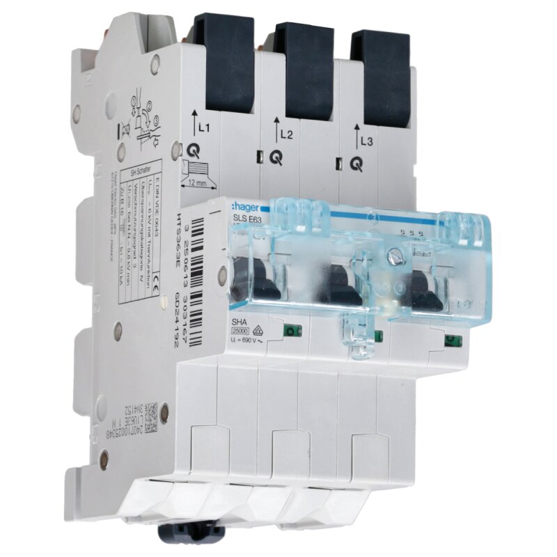 HAGER SLS-Schalter 3P E-63A Sammelschiene QC | Selektive