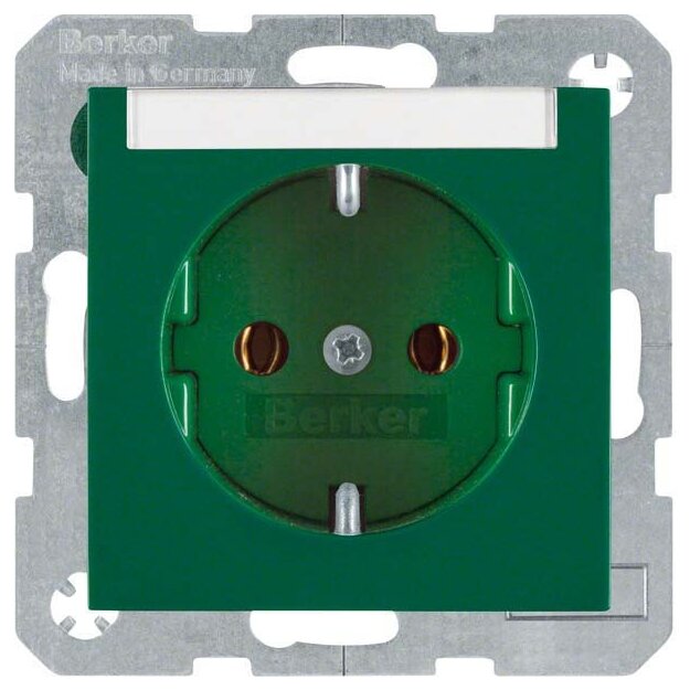 Berker 47508903 Steckdose SCHUKO mit Beschriftungsfeld S.1/B.3/B.7 Grün glänzend