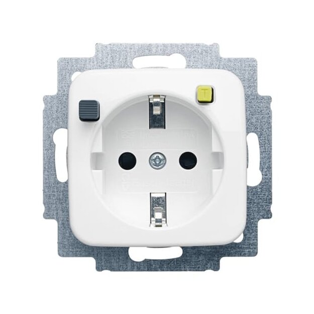 Busch-Jaeger 3120 EUCB-214 FI-SCHUKOMAT SCHUKO® Steckdosen-Einsatz mit Fehlerstrom-Schutzschalter (Thermoplast) Alpinweiß Reflex SI 2CKA003116A0660