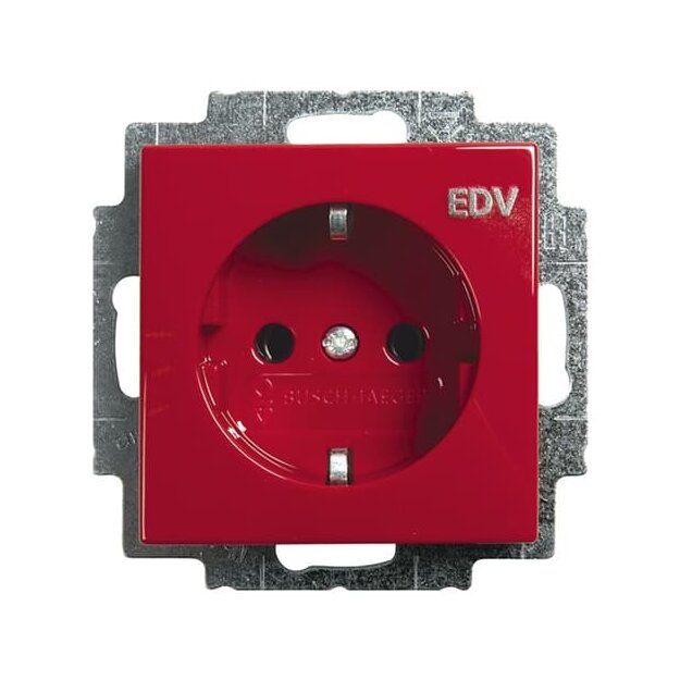 Busch-Jaeger 20 EUC/DV-917 SCHUKO® Steckdosen-Einsatz mit Aufdruck "EDV" (Thermoplast) Rot Busch-balance® SI 2CKA002011A6236