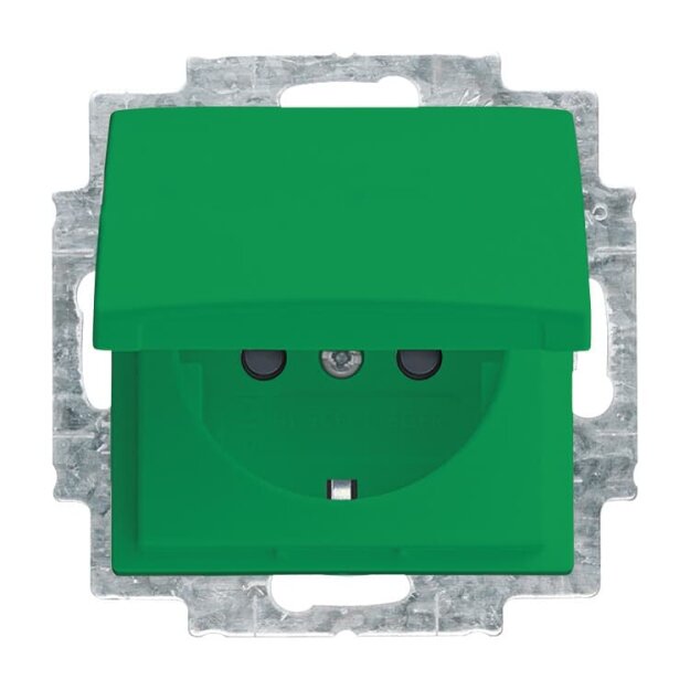 Busch-Jaeger 20 EUKB-13-914 SCHUKO® Steckdosen-Einsatz mit Klappdeckel (Thermoplast) Grün Busch-balance® SI 2CKA002013A5390