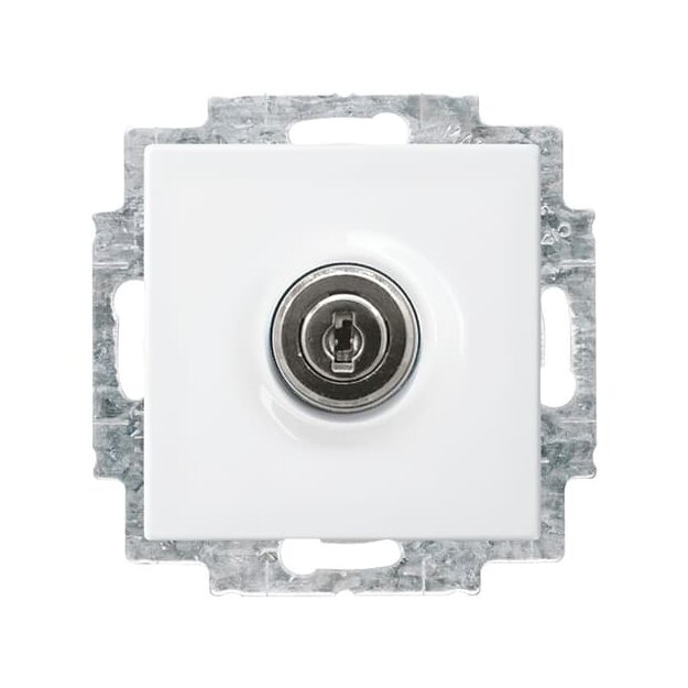 Busch-Jaeger 20 EUKBSL-914 SCHUKO® Steckdosen-Einsatz mit Klappdeckel und Schloss (Thermoplast) Alpinweiß Busch-balance® SI 2CKA002018A1513