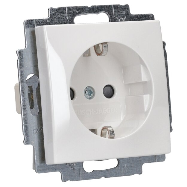 Busch-Jaeger 20 EURB-914 SCHUKO® Steckdosen-Einsatz ohne Spreize mit erh. Berührungsschutz (Thermoplast) Alpinweiß Busch-balance® SI 2CKA002013A5385