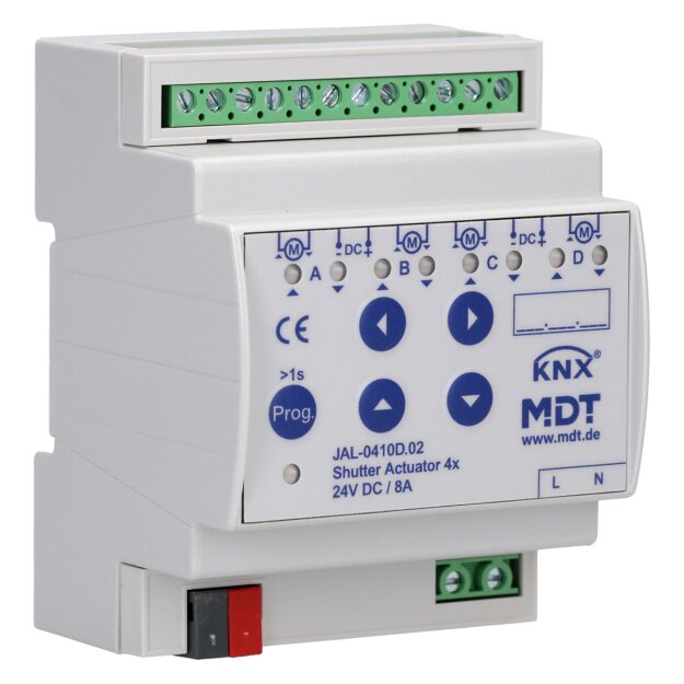 MDT JAL-0410D.02 Jalousieaktor 4-fach, 4TE, 24VDC, 8A