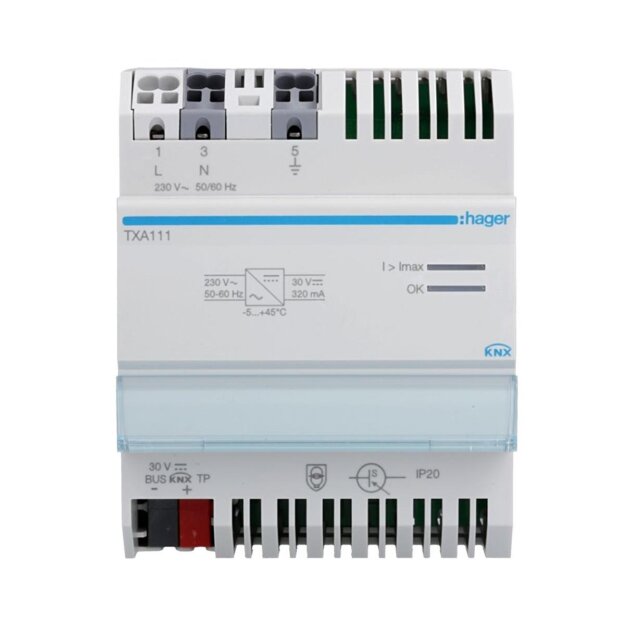 Hager TXA111 Spannungsversorgung KNX mit 1 Ausgang und 1 Drossel 320mA
