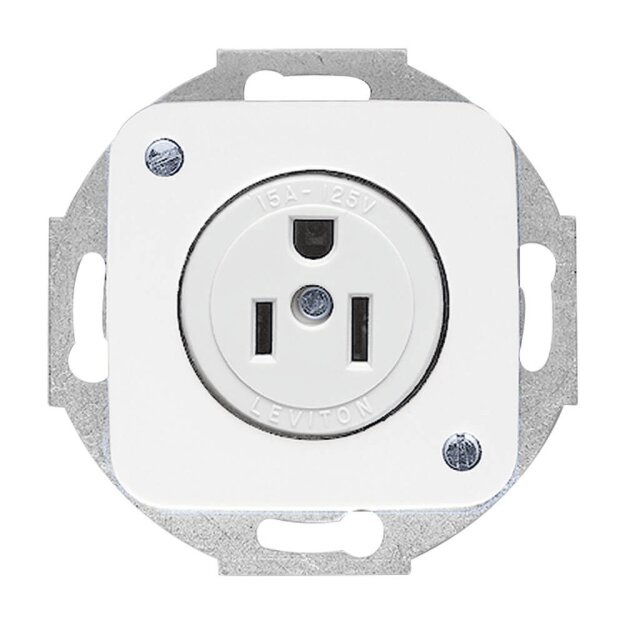 Busch-Jaeger 3015 EUC-214 Busch-Nema Steckdosen-Einsatz mit Zentralscheibe 2-polig (2 P + E), 15 A (Kunststoff) Alpinweiß Reflex SI 2CKA002125A0052