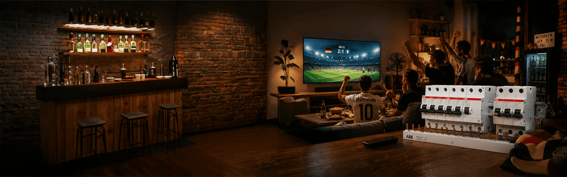 ABB FlexLine Matchday Setup für moderne Sicherungen und Heimkino zuhause