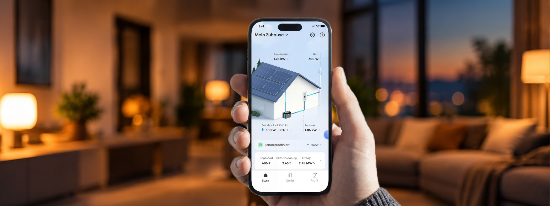 Anker SOLIX App zur Anzeige und Steuerung der Energieflüsse des Solarstromspeichers