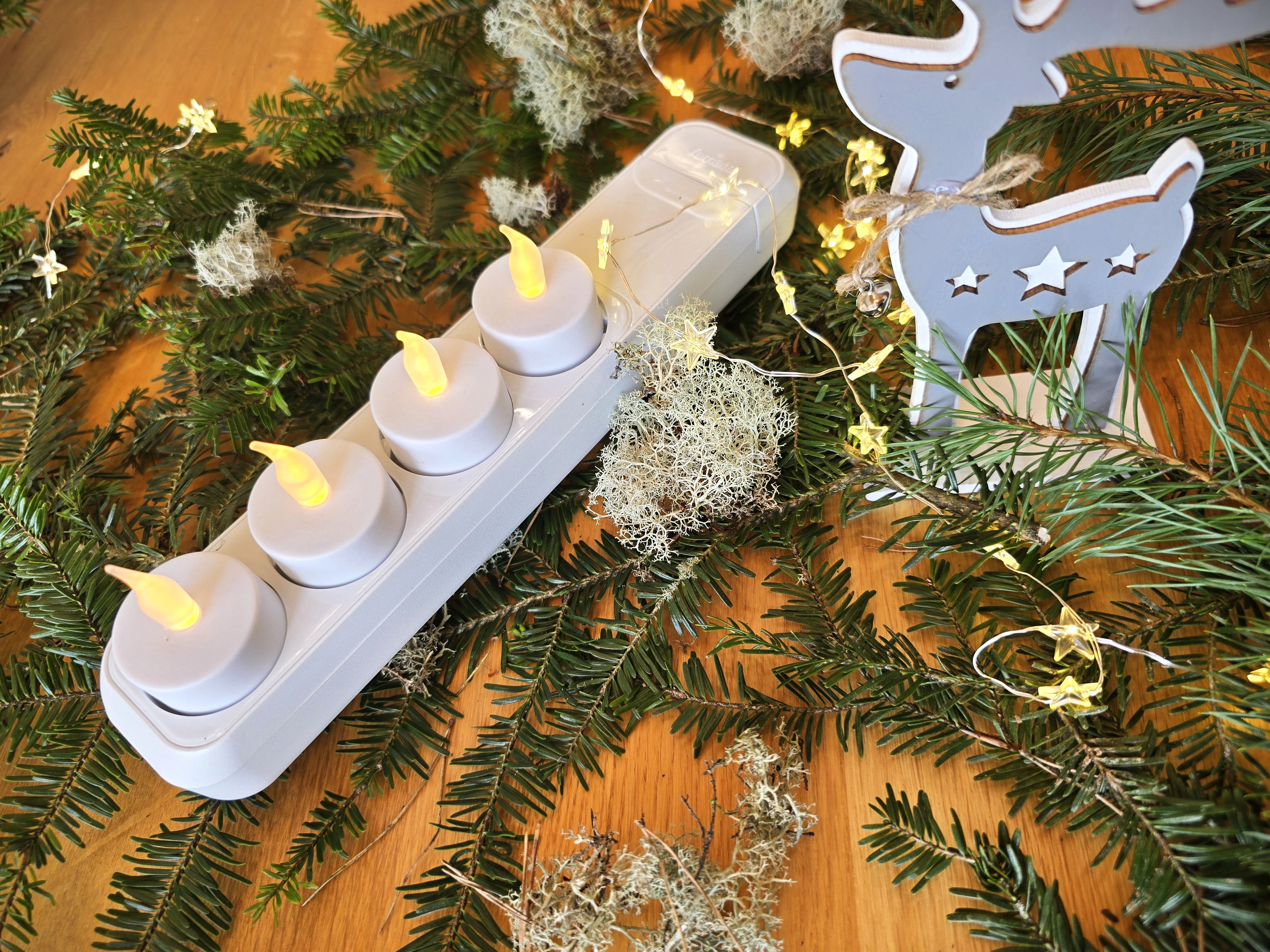Fertiger DIY Adventskranz mit Steckdosenleiste