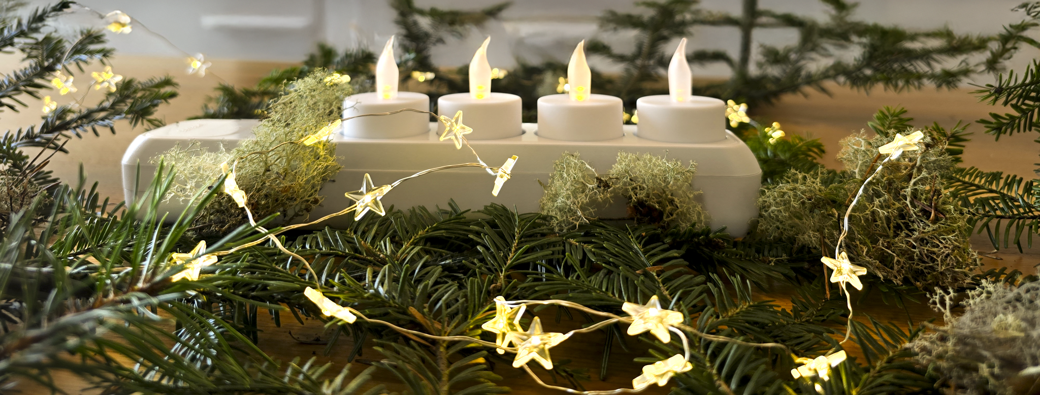 DIY Adventskranz Steckdosenleiste