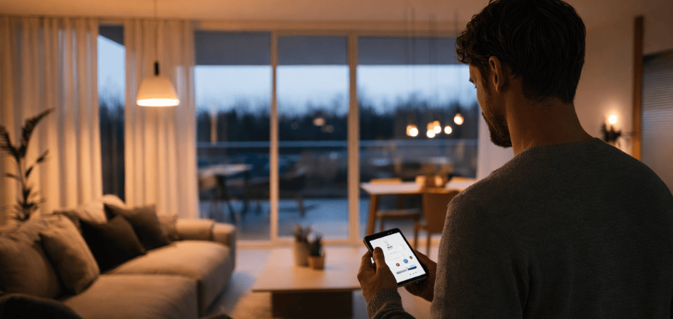 Wohnzimmerbeleuchtung mit JUNG HOME Puck Dimmer dimmen